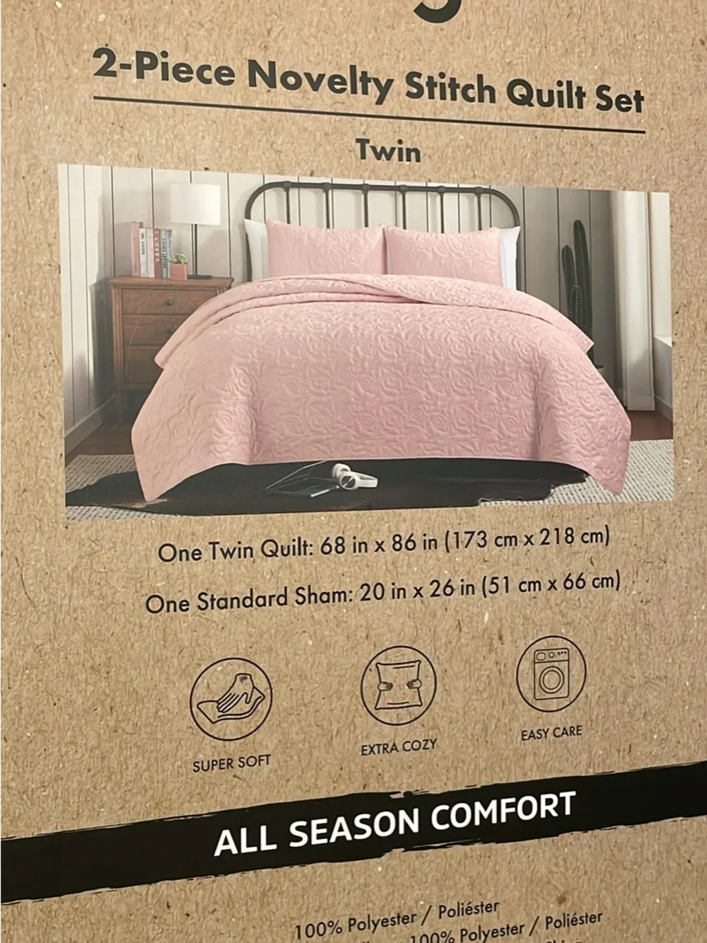 Wrangler Pink Novelty Stitch Twin Quilt Set